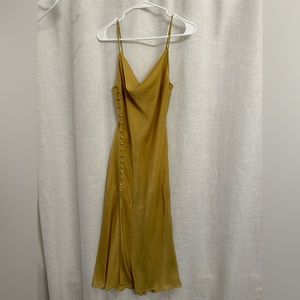 Long yellow satin dress by Zara